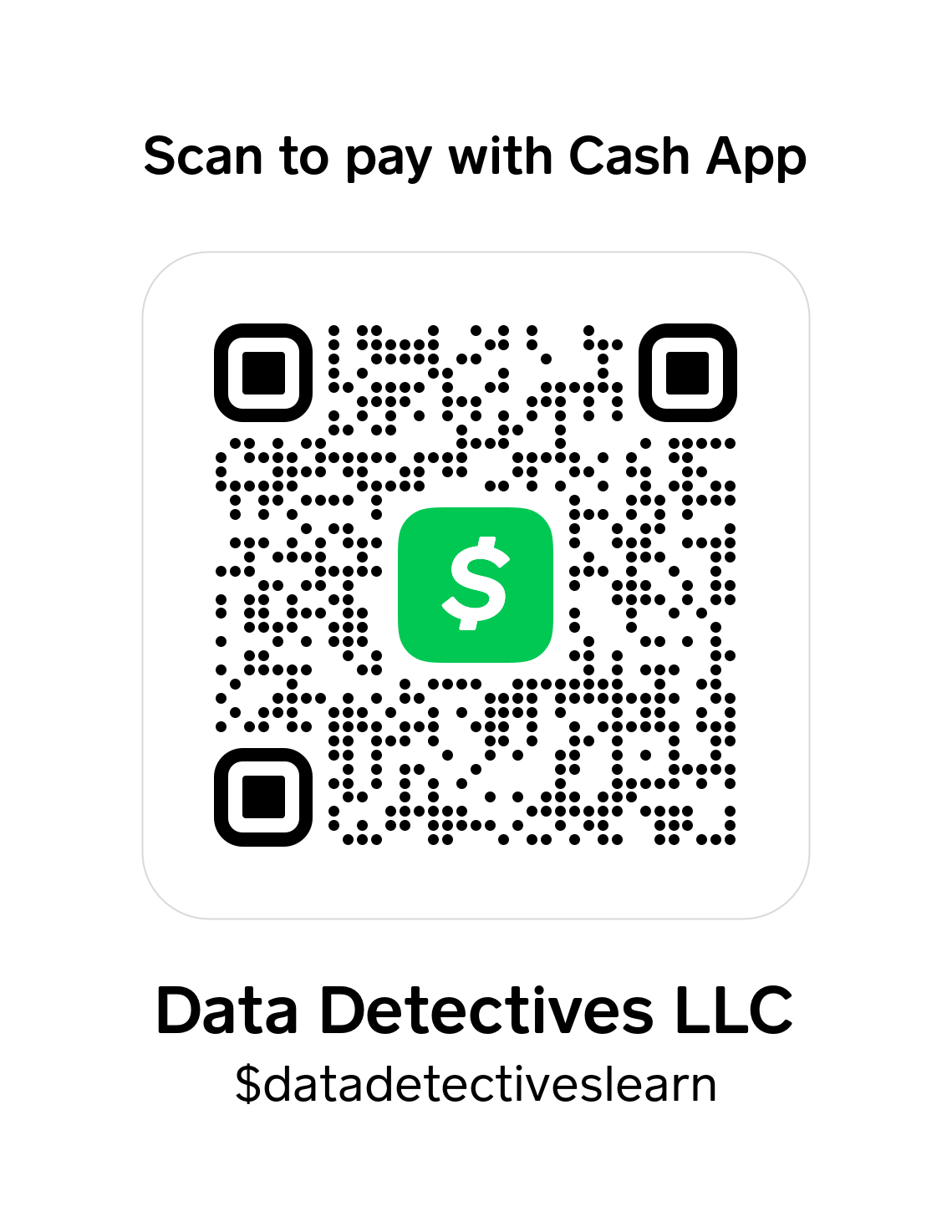 Scan to pay with Cash App — $datadetectiveslearn